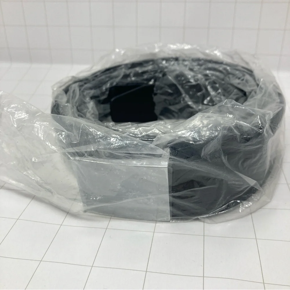 Brand New Men’s 4XL Black Leather Belt with brushed silver buckle